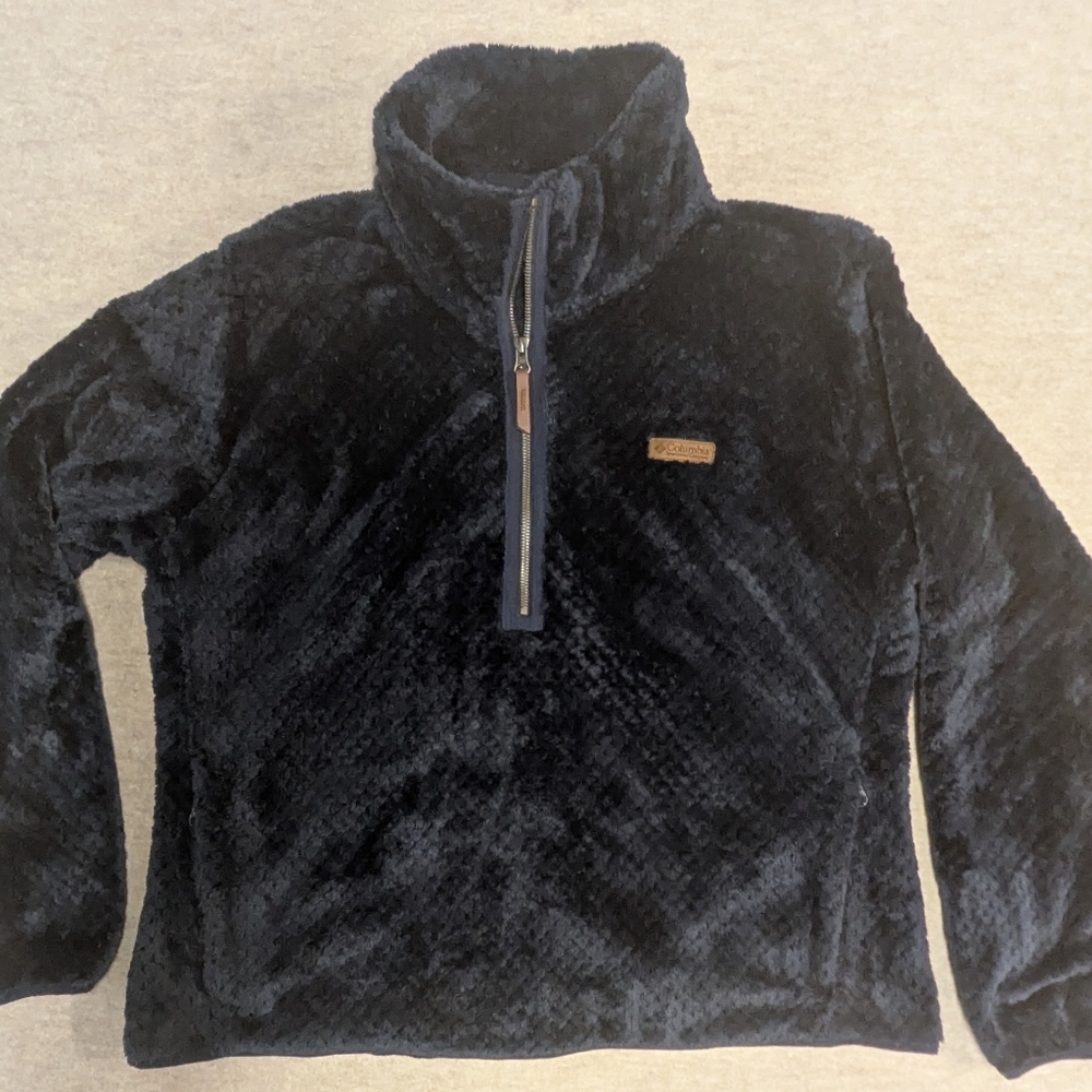 Columbia Deep Indigo Navy 3/4 Zip Fleece Pull Over With Pockets Size XXL
